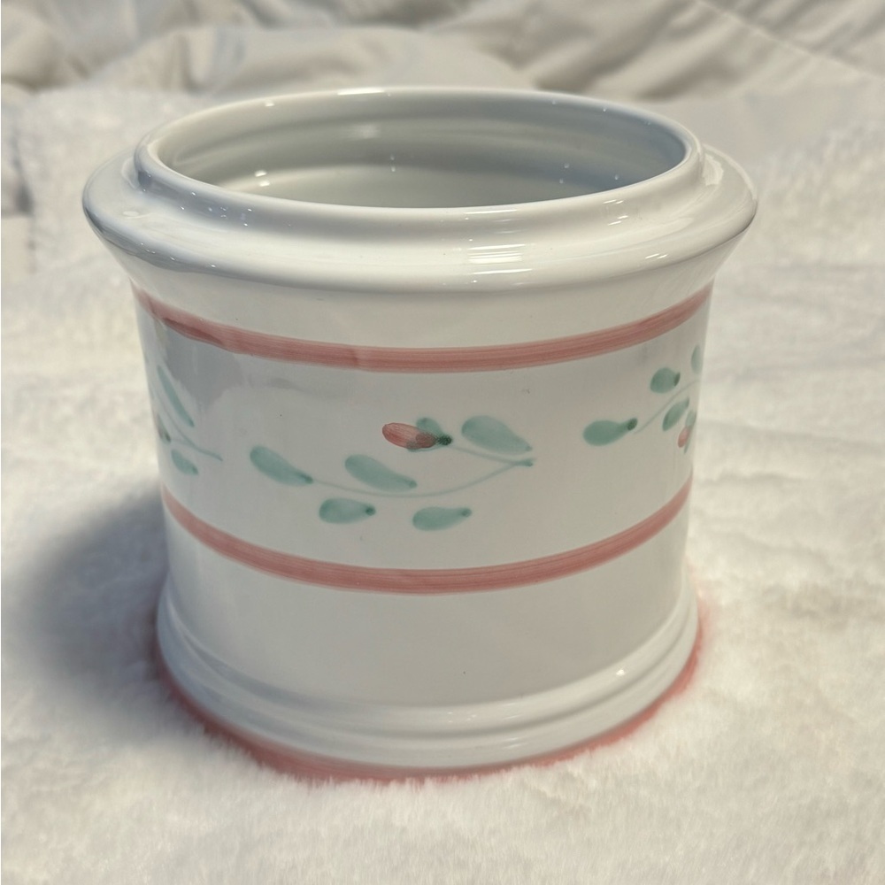 Caleca Hand Painted Large Canister Utensil Holder Made in Italy Cottagecore VTG